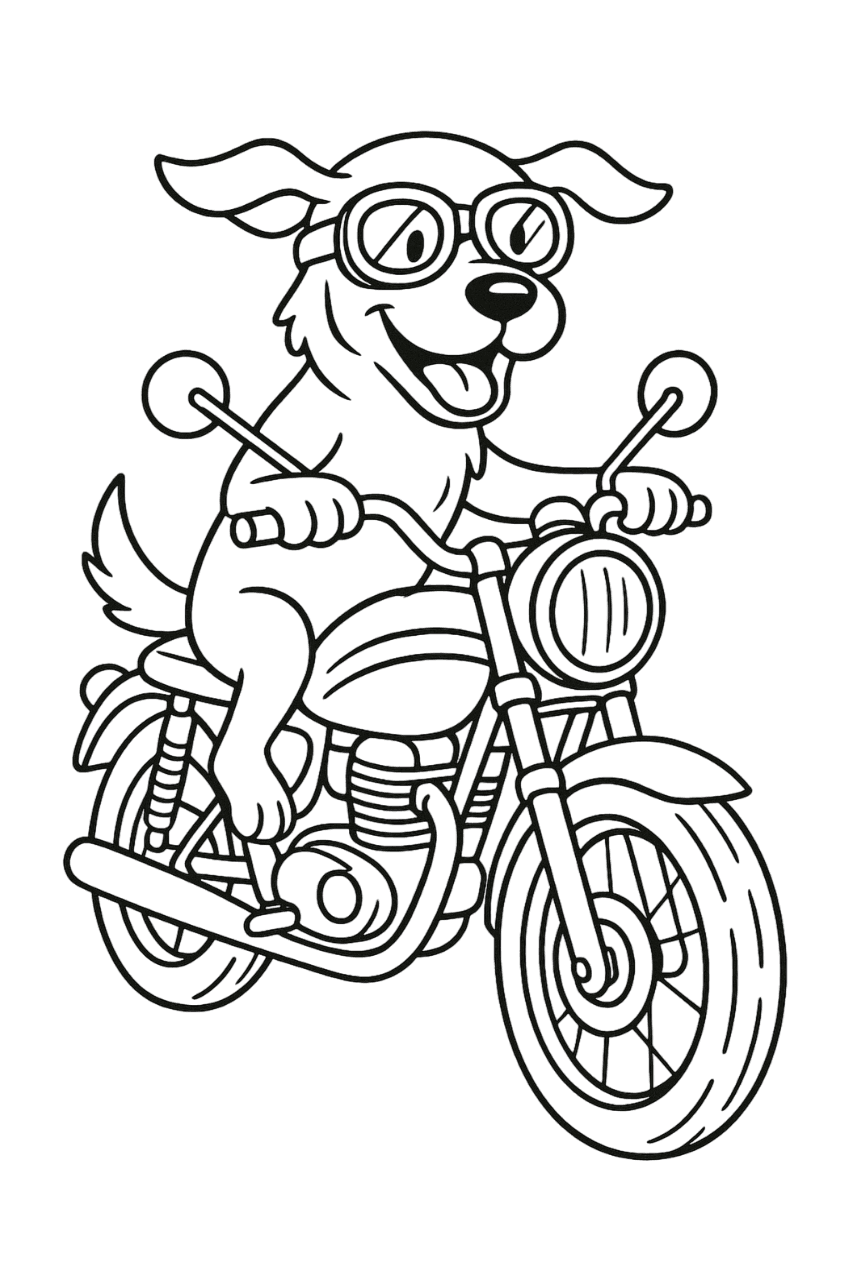 Cachorro de moto para colorir