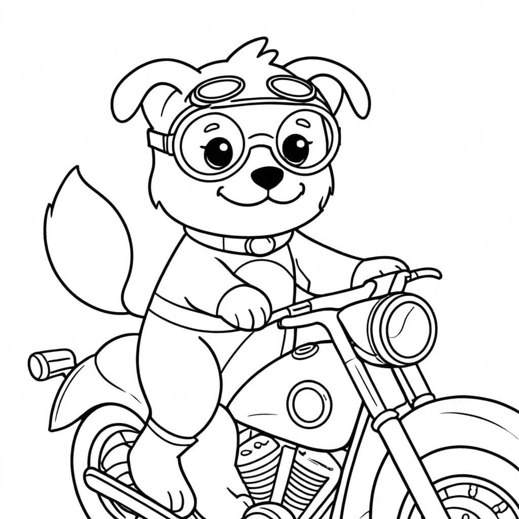 Cachorro motoqueiro para colorir