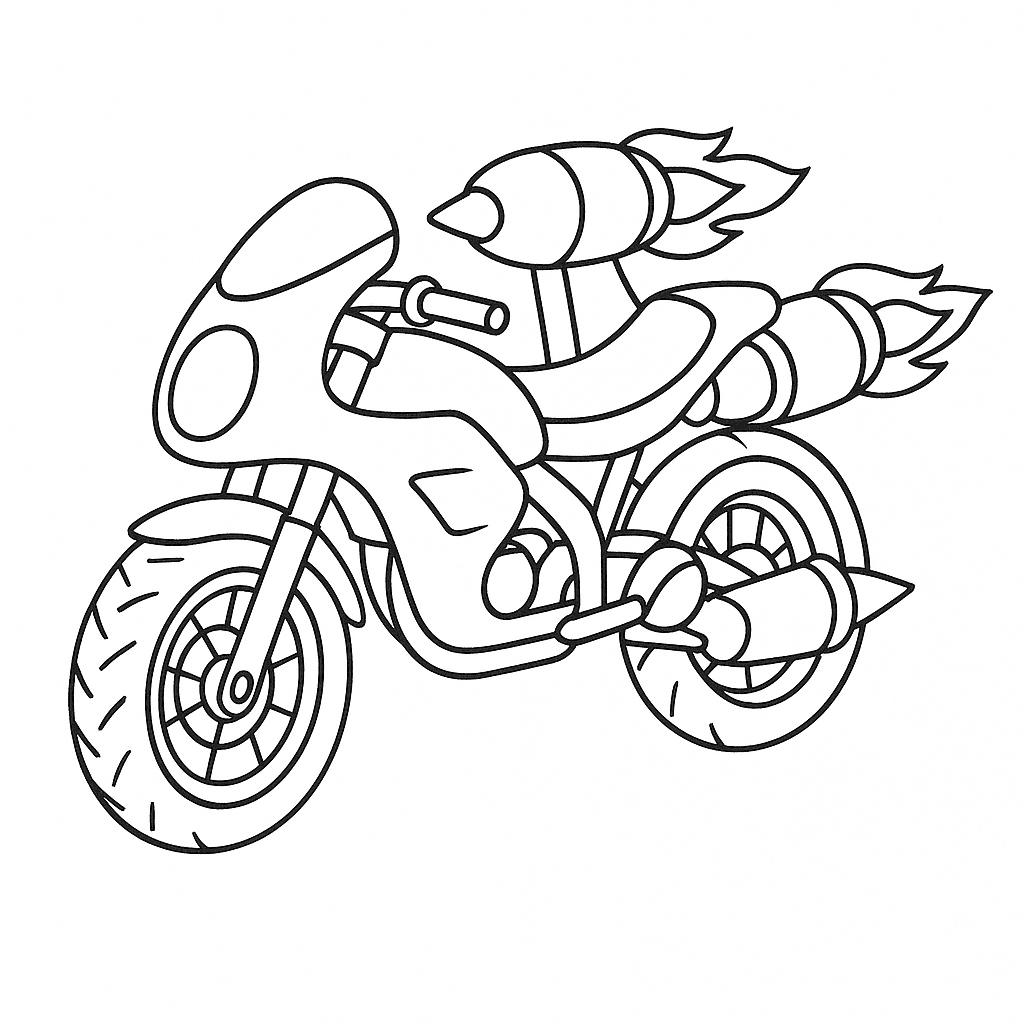 Moto foguete para colorir