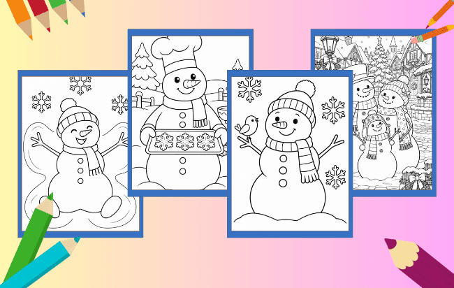 Boneco de Neve para Colorir