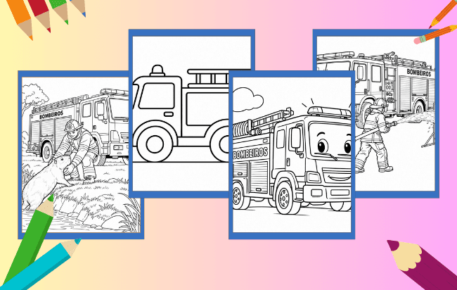 Carro de bombeiro para colorir