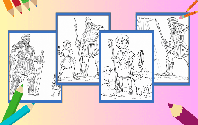 Davi e Golias Para Colorir
