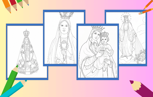 Desenhos de Nossa Senhora para colorir