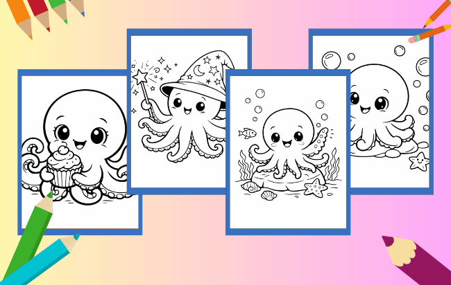 Desenhos de Polvo para colorir