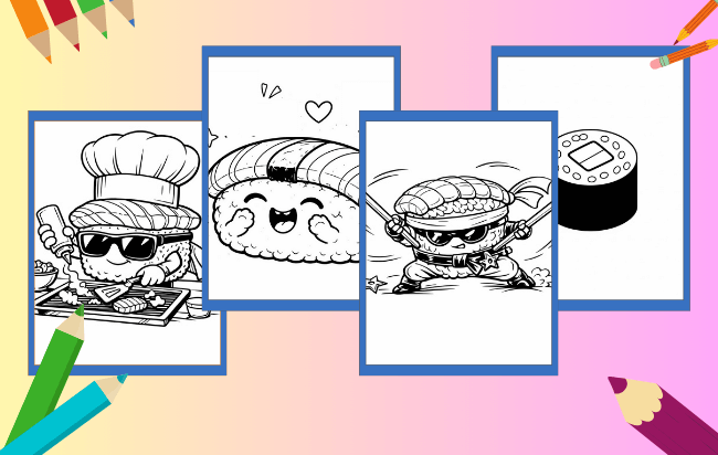 Desenhos de Sushi para colorir