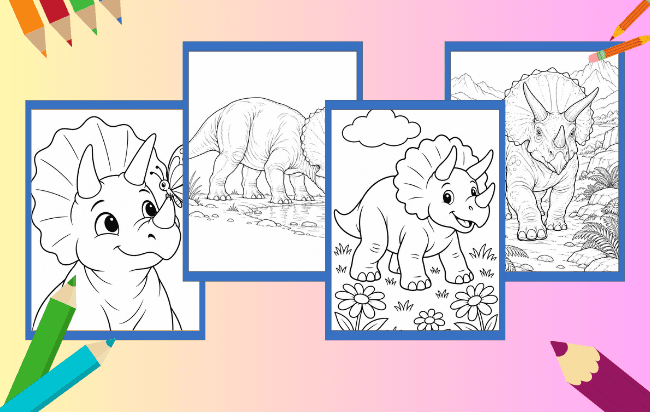 Desenhos de tricerátops para colorir